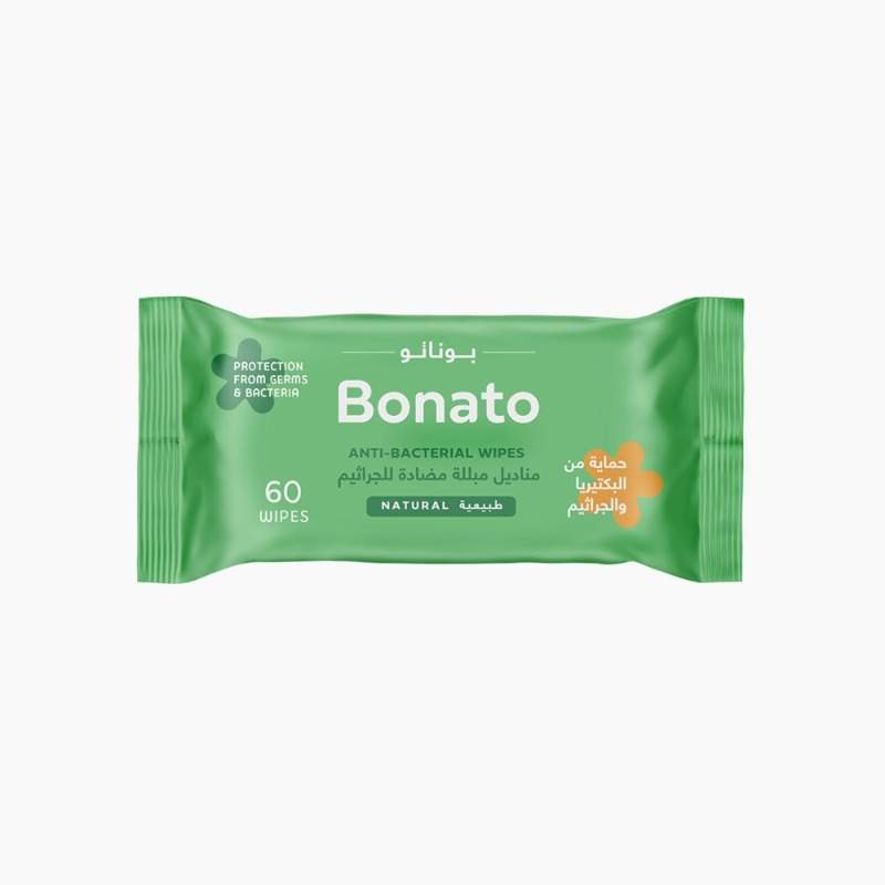 Natural Anti-Bacterial Wipes 60 wipes Bonato