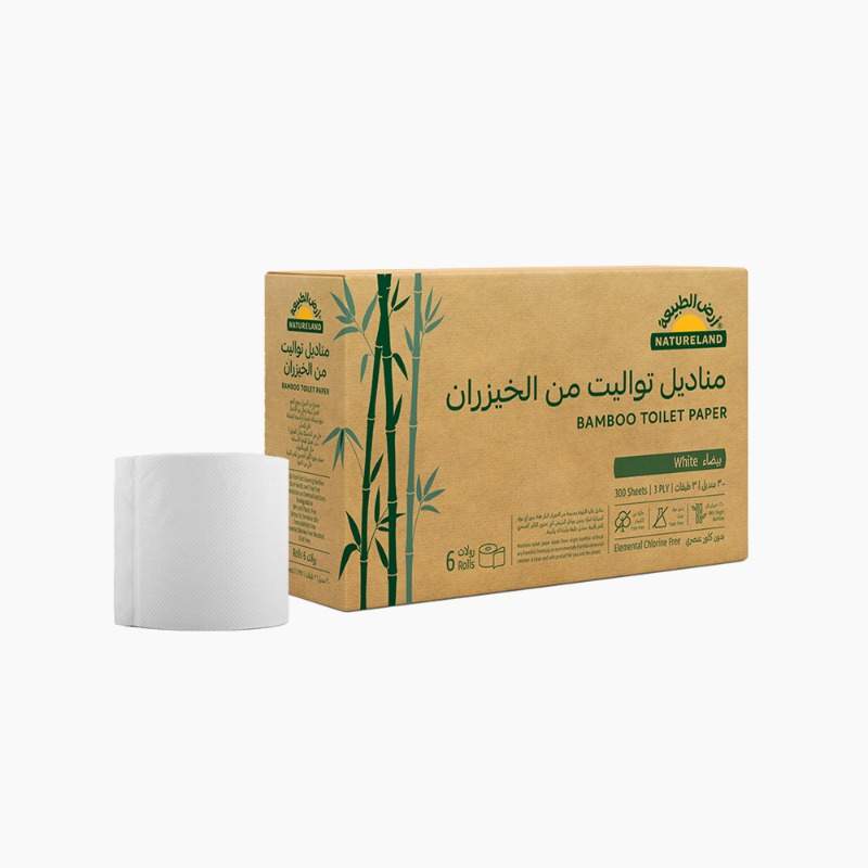 White Bamboo Toilet Paper 6 rolls 300 sheets - 3 ply Natureland