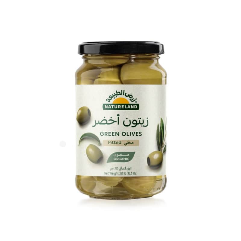 Green Olives Pitted 355g Natureland