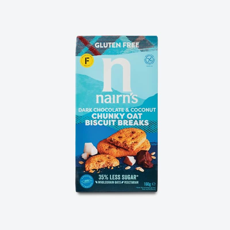 بسكويت الشوفان بجوز الهند والشوكولاتة خالي الجلوتين ١٦٠جم - تاريخ الانتهاء فى ١٨-٠٤-٢٠٢٦ nairn's