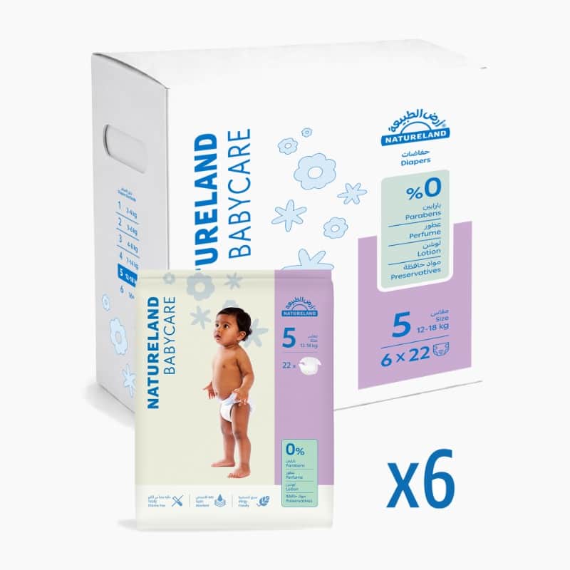 Box of Diapers Size 5 (12-18kg) 6 x 22 Diapers Natureland