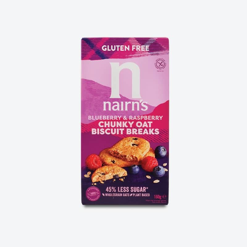 بسكويت الشوفان بالتوت الأحمر وتوت العليق خالي الجلوتين ١٦٠جم - تاريخ الانتهاء فى ٠٣-٠٤-٢٠٢٦ nairn's