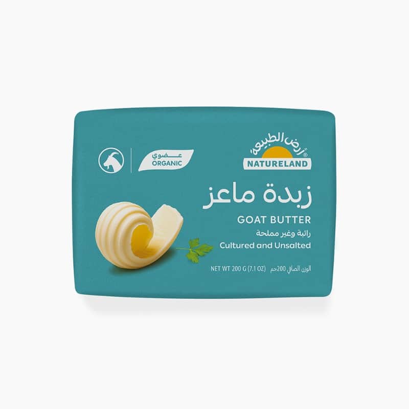 زبدة ماعز رائبة وغير مملحة ٢٠٠جم أرض الطبيعة