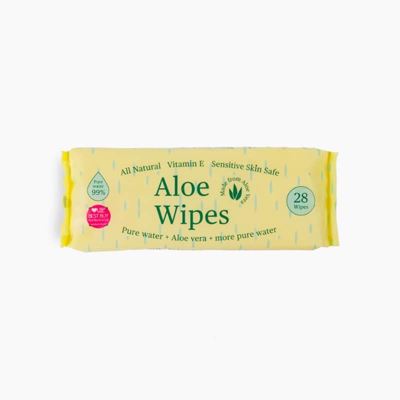 Travel Pack All Natural Aloe Wipes with Vitamin E 28 Wipes Bumbum