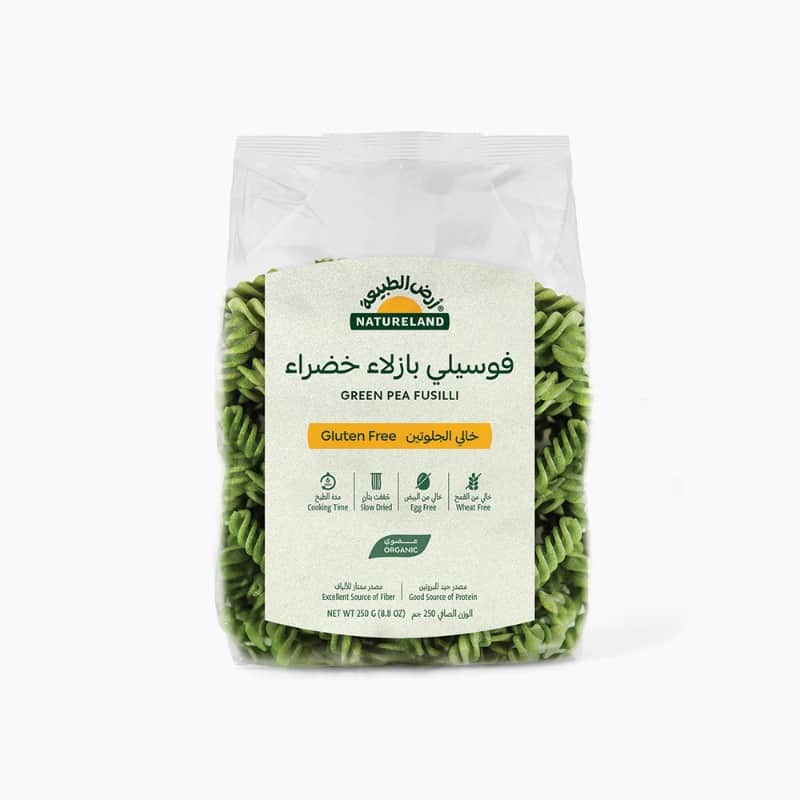 Green Pea Fusilli Pasta 250g Natureland