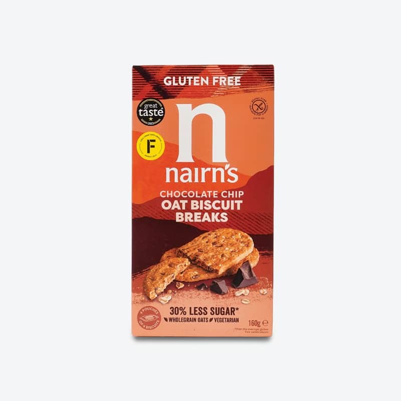 بسكويت الشوفان برقائق الشوكولاتة خالي الجلوتين ١٦٠جم - تاريخ الانتهاء فى ٠٢-٠٤-٢٠٢٦ nairn's