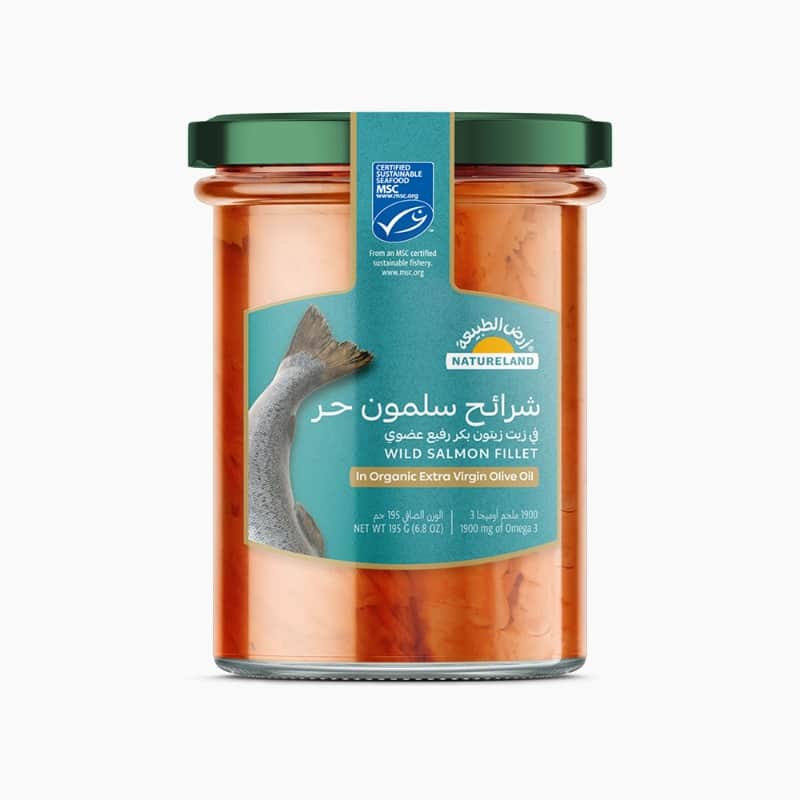 Wild Salmon Fillet in Organic Extra Virgin Olive Oil 195g Natureland