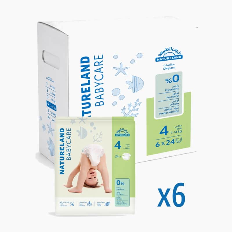 Box of Diapers Size 4 (7-14kg) 6 x 24 Diapers Natureland