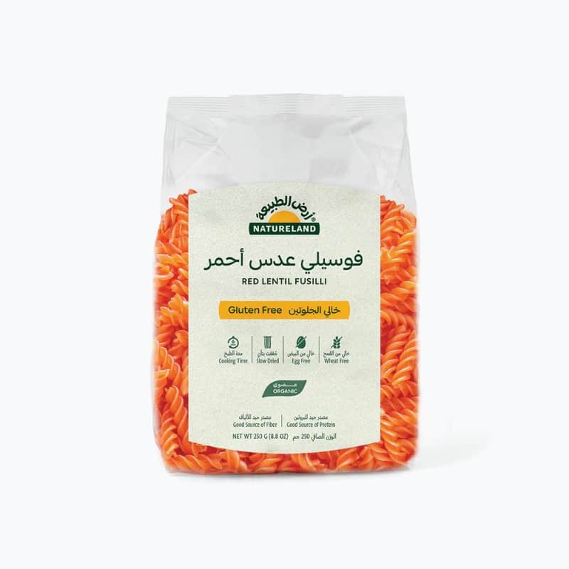 Red Lentil Fusilli Pasta 250g Natureland