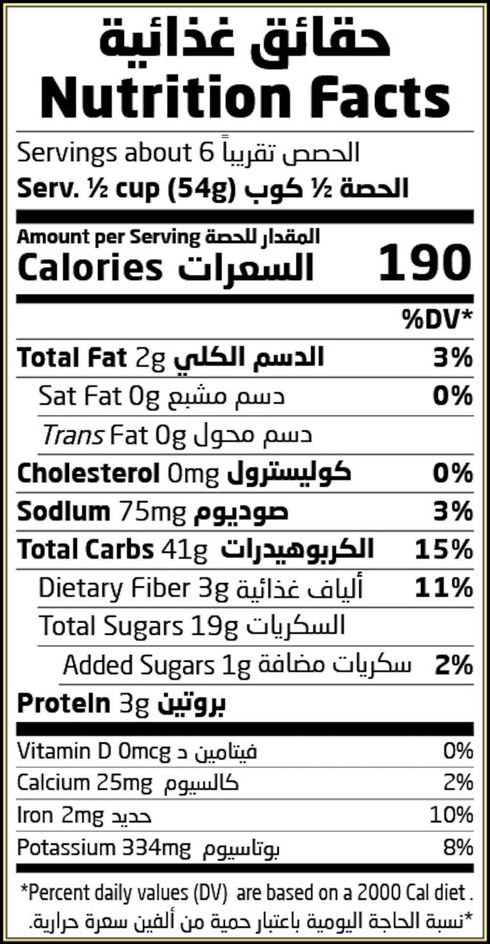 Nutrition Facts Table