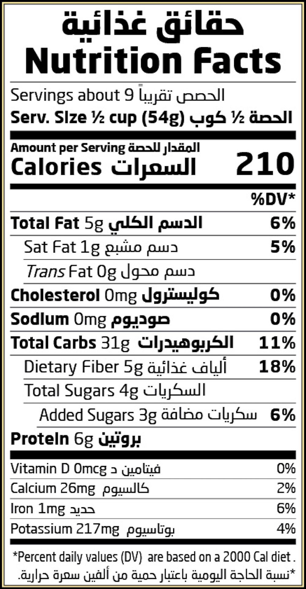 Nutrition Facts Table